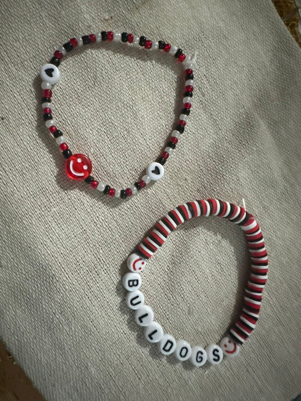 Georgia bulldogs game day beaded bracelet set