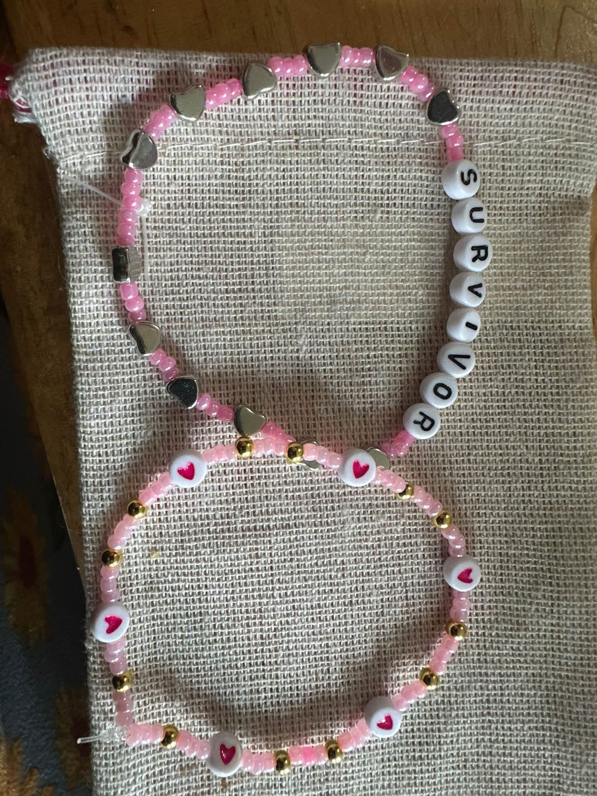 Pink survivor bracelet set