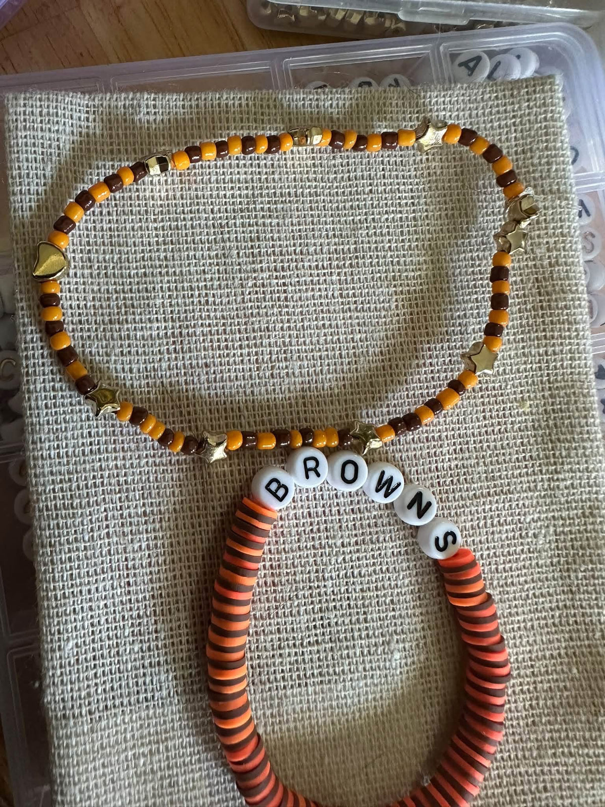Cleveland browns beaded game day bracelet set