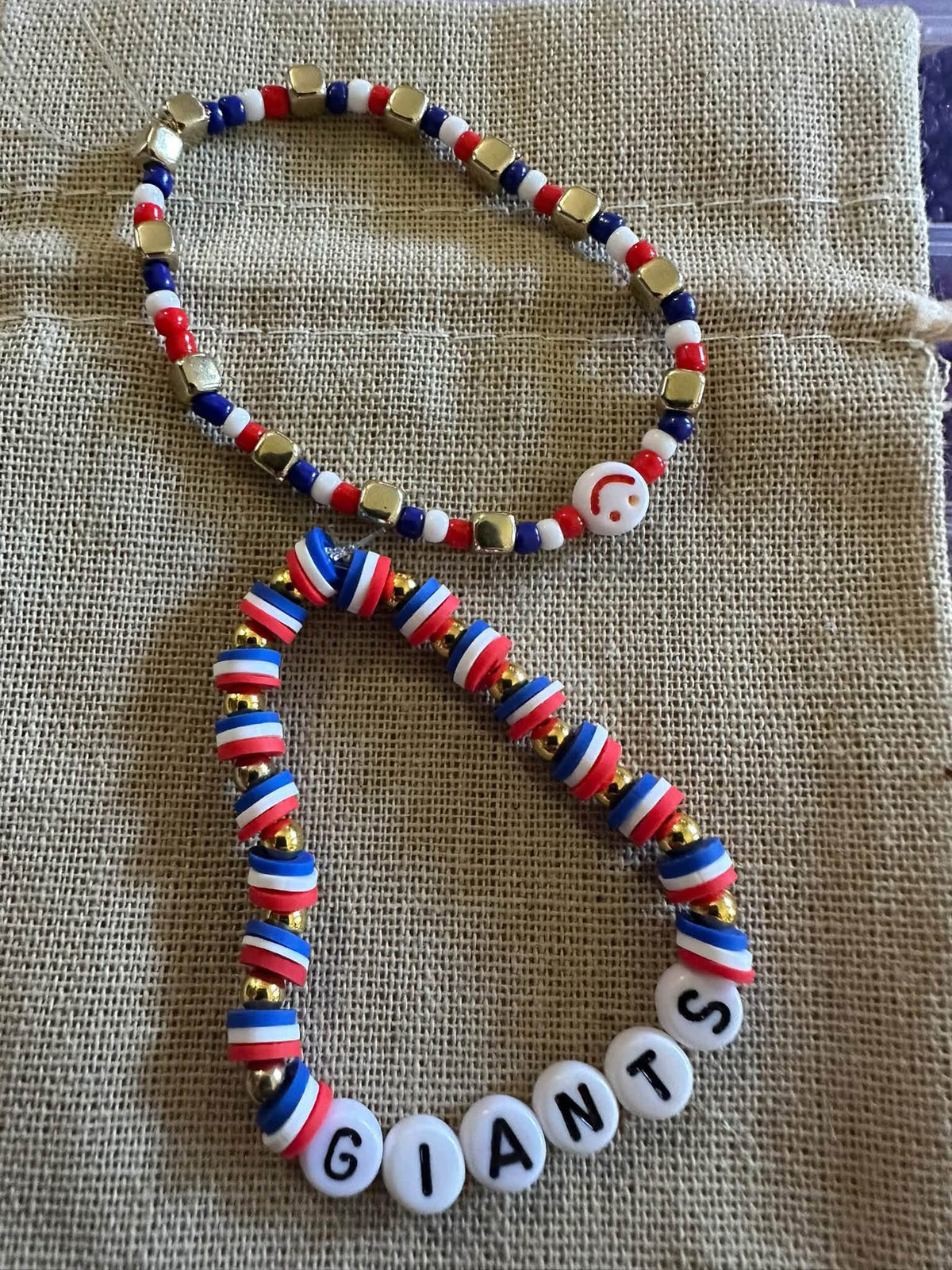 New york giant game day beads bracelet set