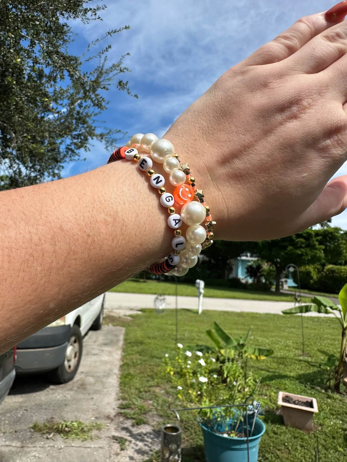 Bengals game day bead bracelet set