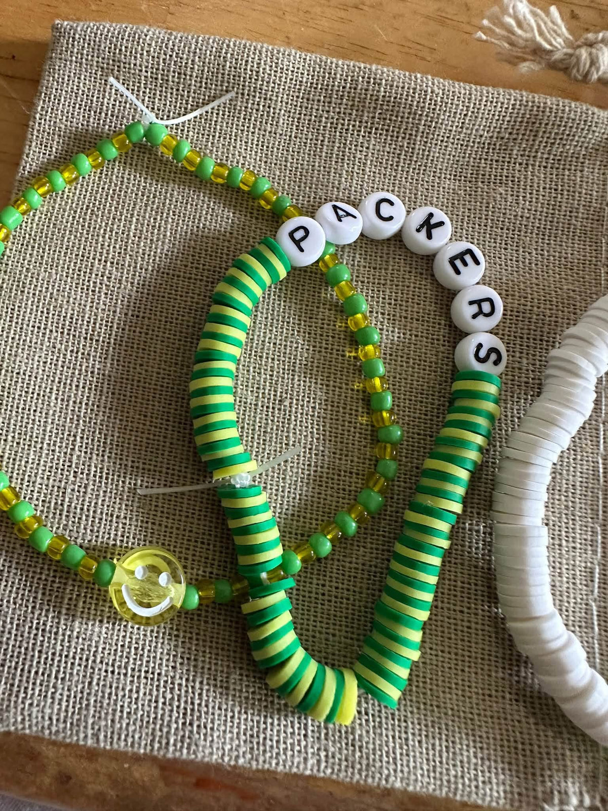 Green bay Packers game day beaded bracelet set