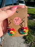 Rainbow sunflower earrings