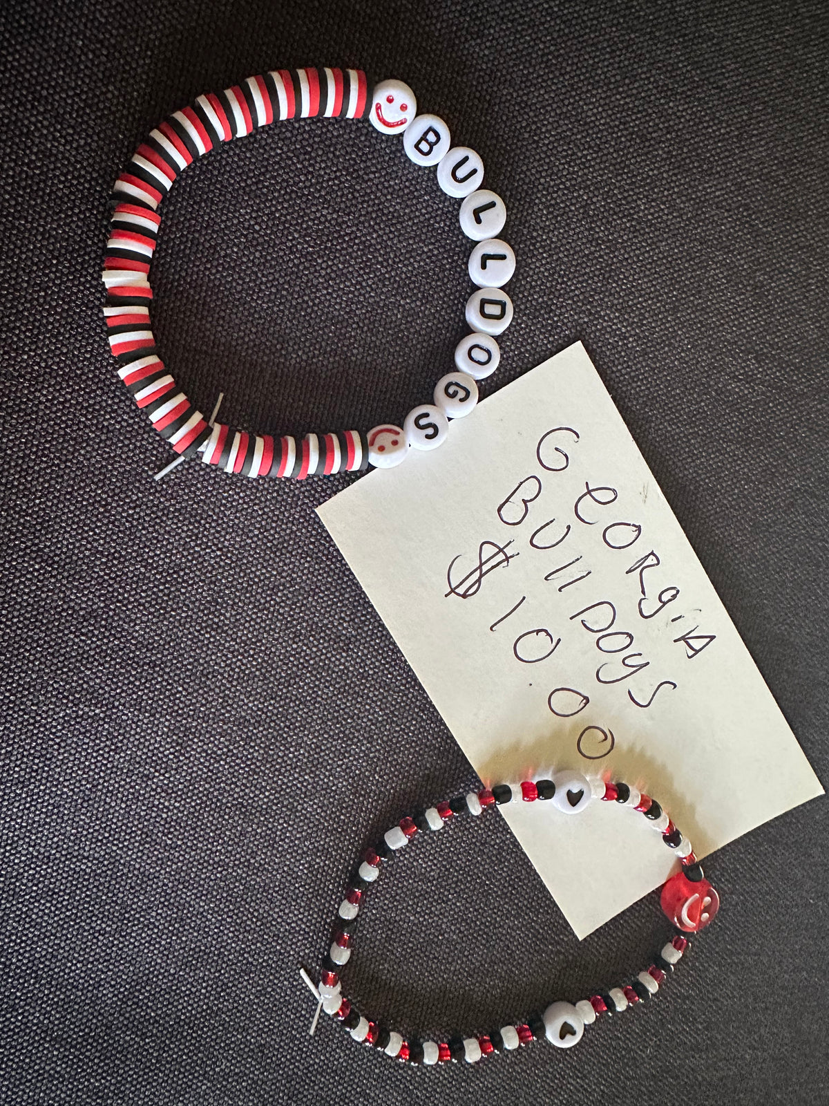 Georgia bulldogs game day beaded bracelet set
