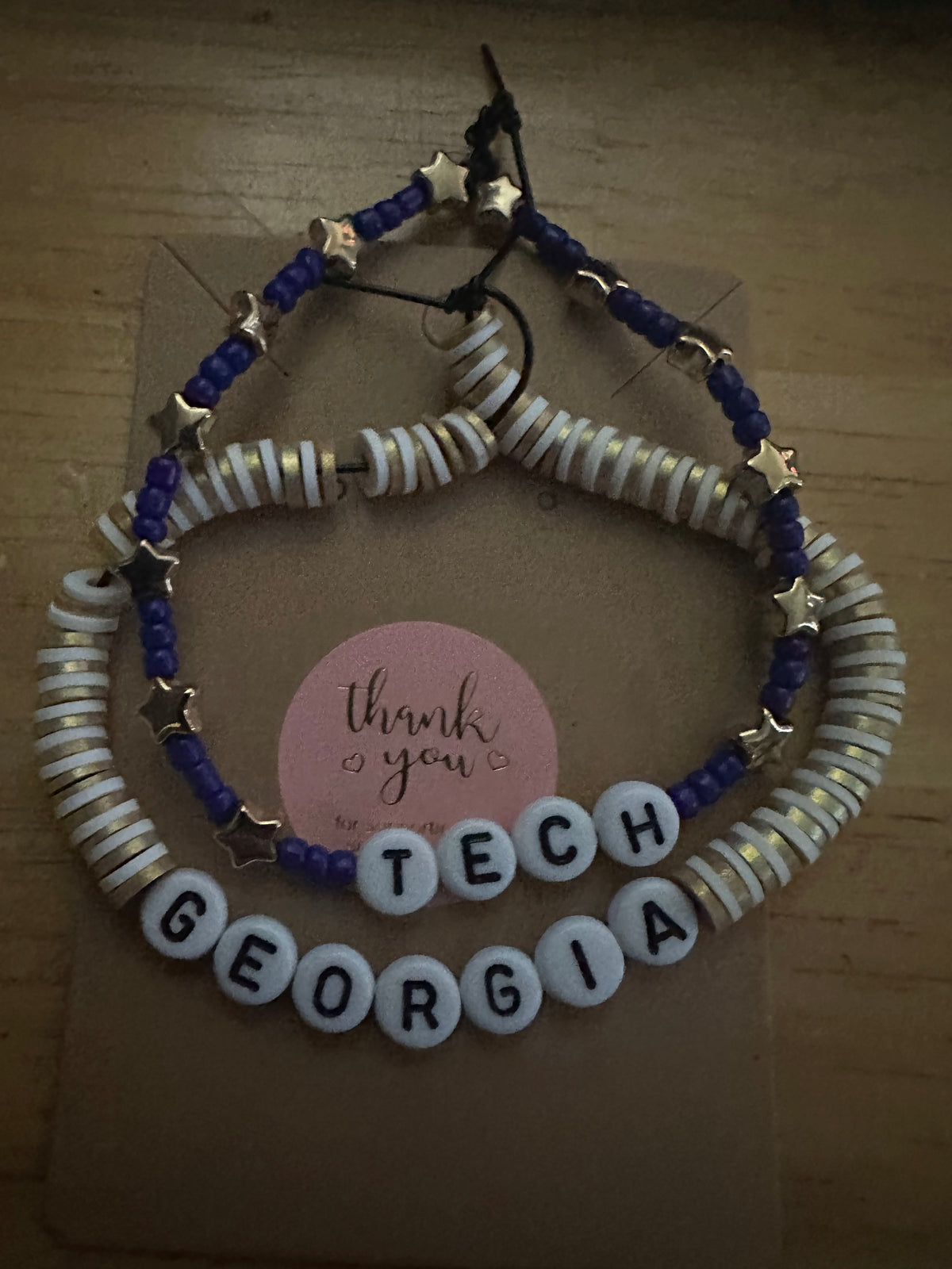Georgia tech game day beaded bracelet set