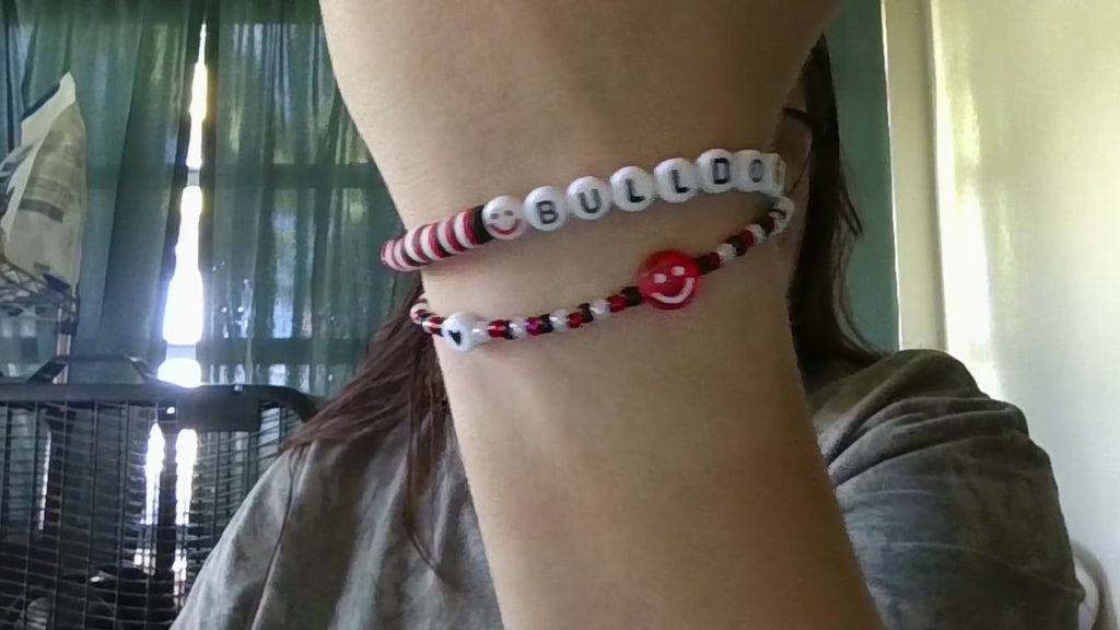 Georgia bulldogs game day beaded bracelet set
