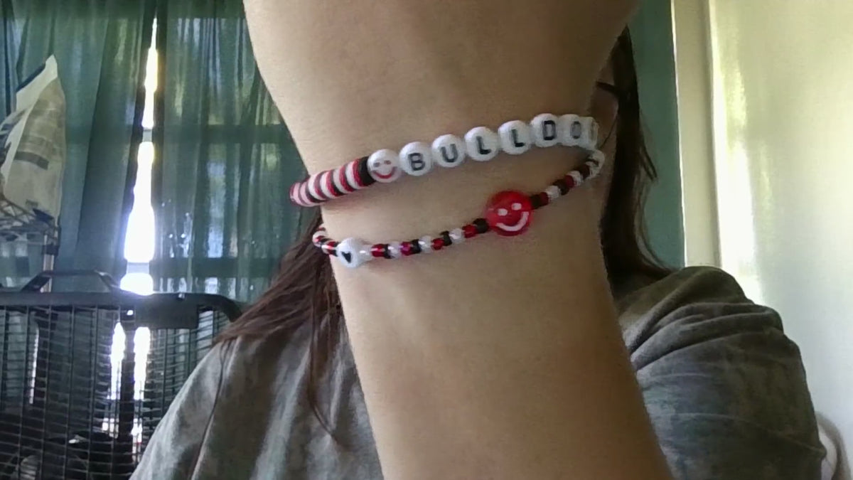 Georgia bulldogs game day beaded bracelet set